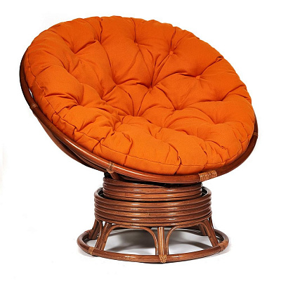 Кресло-качалка PAPASAN / ПАПАСАН 23/01 W с подушкой орех ткань оранжевый