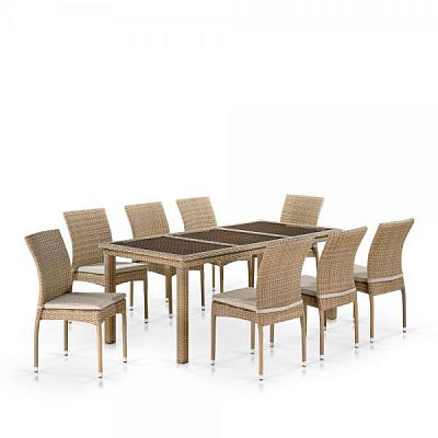 Комплект мебели из ротанга Afina Garden T365/Y380B-W65 8PCS Light Brown Коричневый