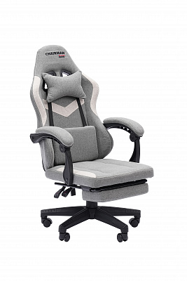 Кресло для геймеров Chairman CH26 ткань серый с подставкой для ног
