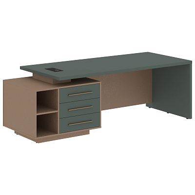 Стол руководителя с розеткой и usb-портом левый Skyland ВЕЛИОН (VELION) VCT 2390 (L) 2300х900х750 Кобра / Нефрит