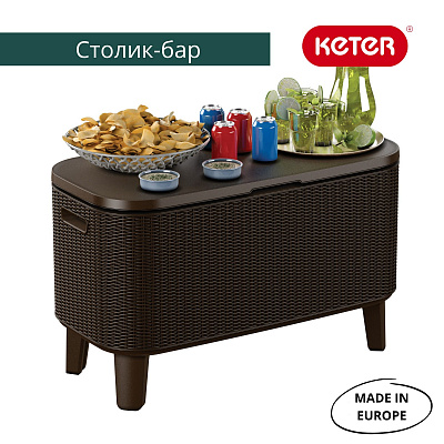 Стол пластиковый Keter Беви Бар (Bevy Bar Large Cool Bar) коричневый 17209510