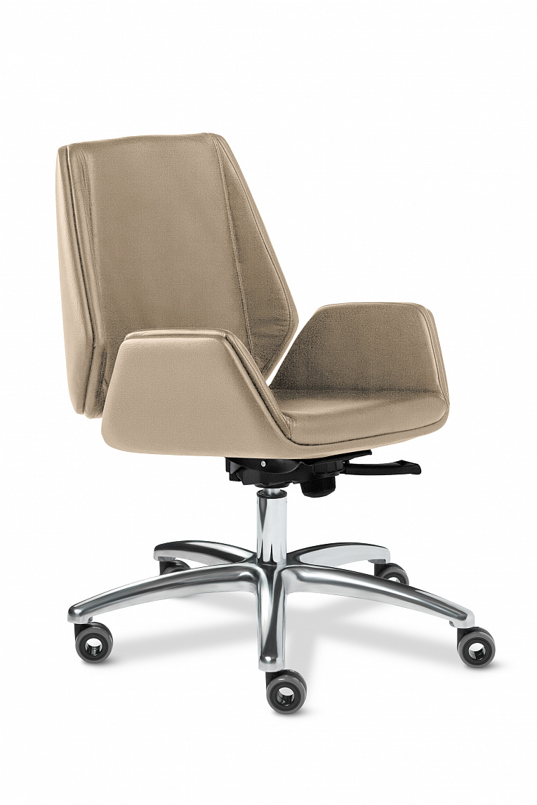 Кресло руководителя MULTI-OFFICE Сиена хром B (Siena Chrome B) кожа бежевый