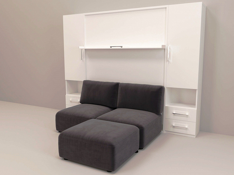 Шкаф диван кровать-трансформер с пуфом Смарт