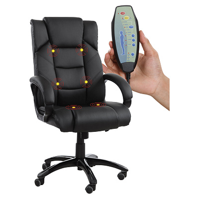 Кресло офисное для руководителя BRABIX Bliss MS-004 с массажными модулями экокожа черный 532522