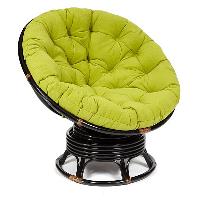 Кресло-качалка PAPASAN / ПАПАСАН 23/01 W с подушкой Antique brown флок олива